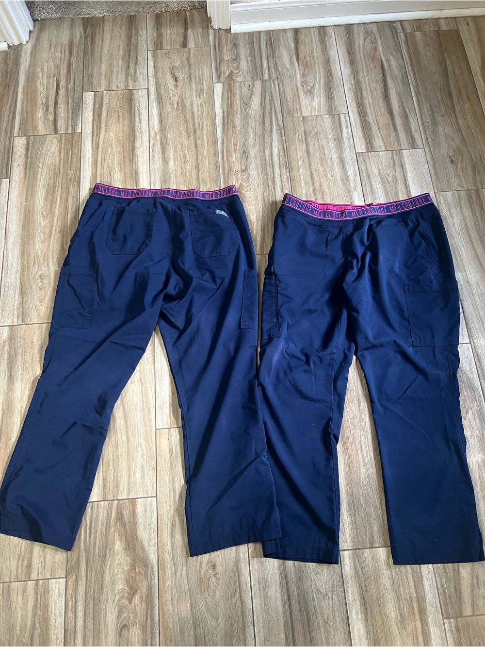 Med Couture scrub bottoms with Pink Trim Waistband